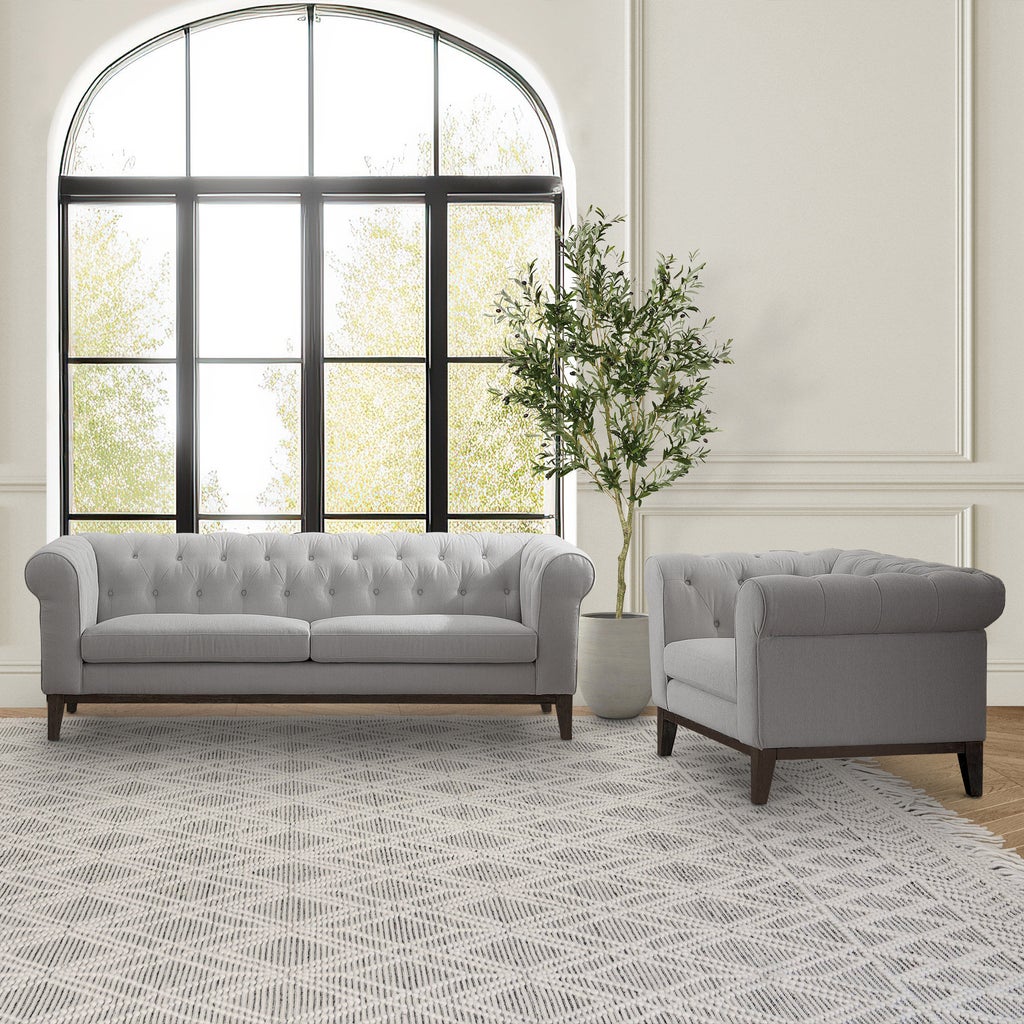 Gwen Fabric Chesterfield 2-piece Set, Sofa and Chair | Costco