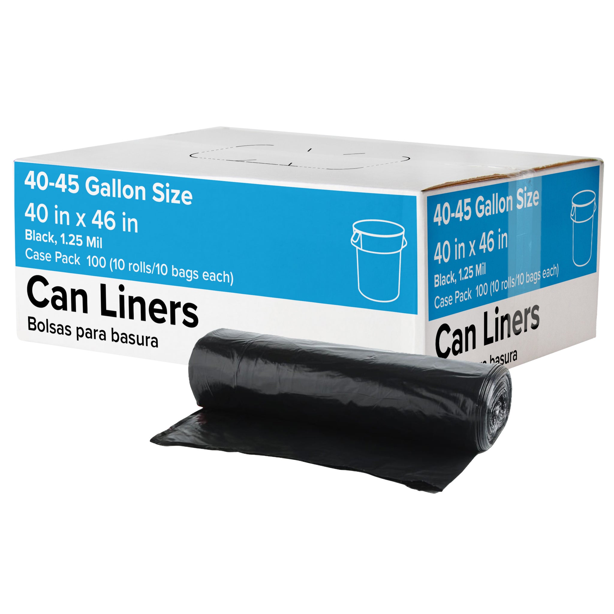 Trash Can Liners, 40-45 Gallon, 1.25 mil, Black, 100 ct | Costco