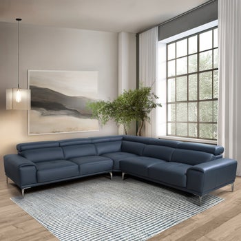 Abbyson Quinton Top Grain Leather Sectional with Adjustable