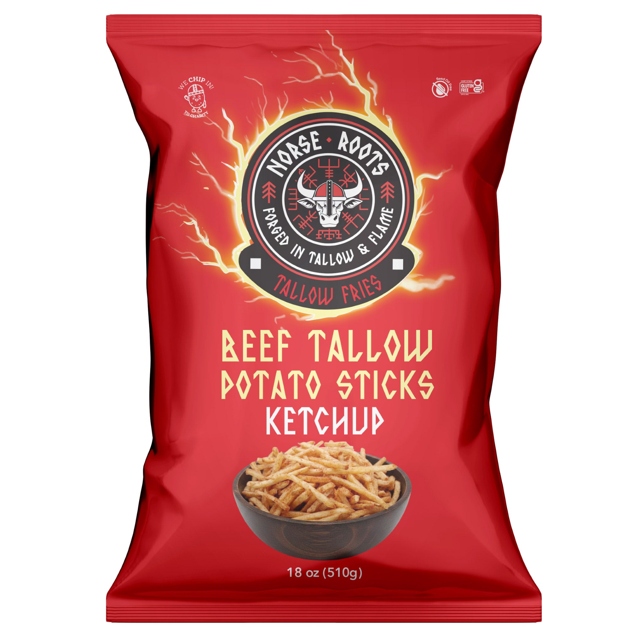 NORSE ROOTS POTATO STK BEEF TALLOW KETCHUP 18 OZ BAG