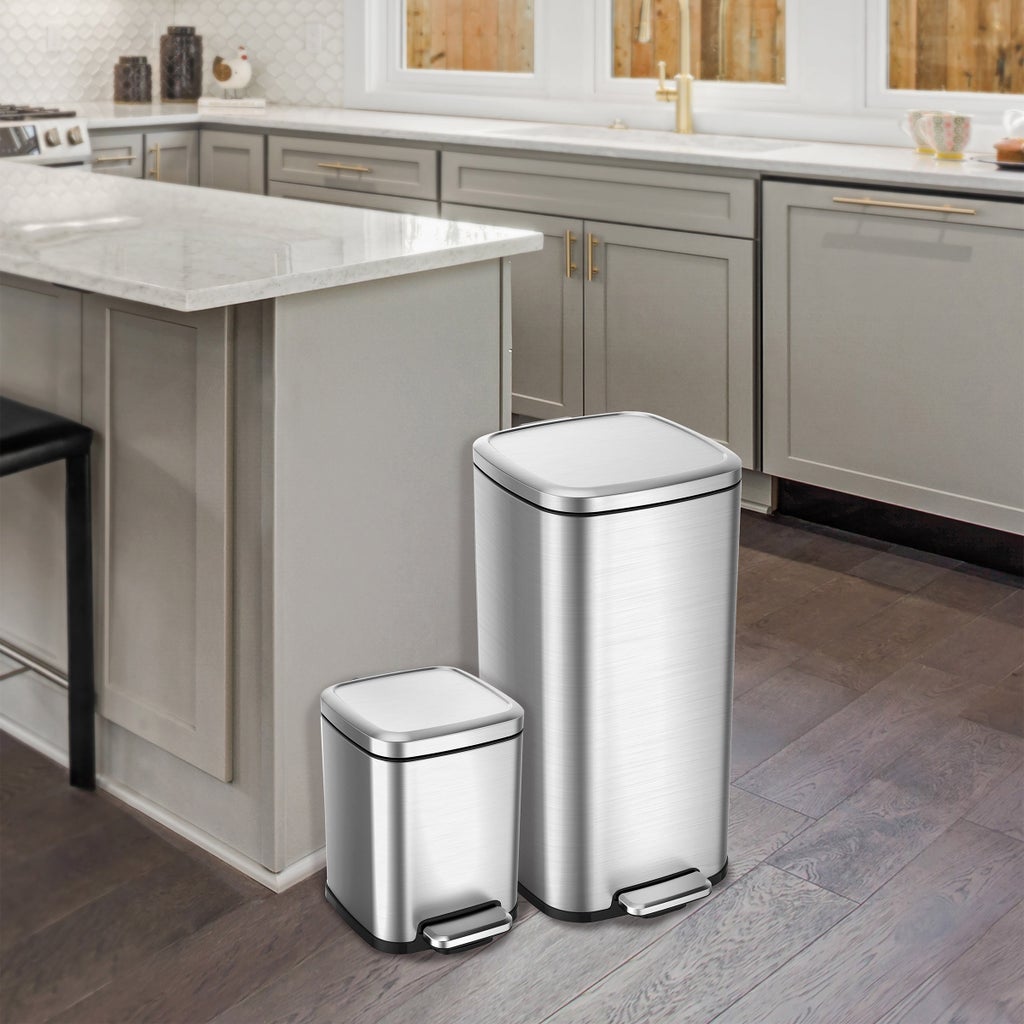 EKO 30L & 6L Fingerprint-Resistant Stainless Step Pedal Trash Can