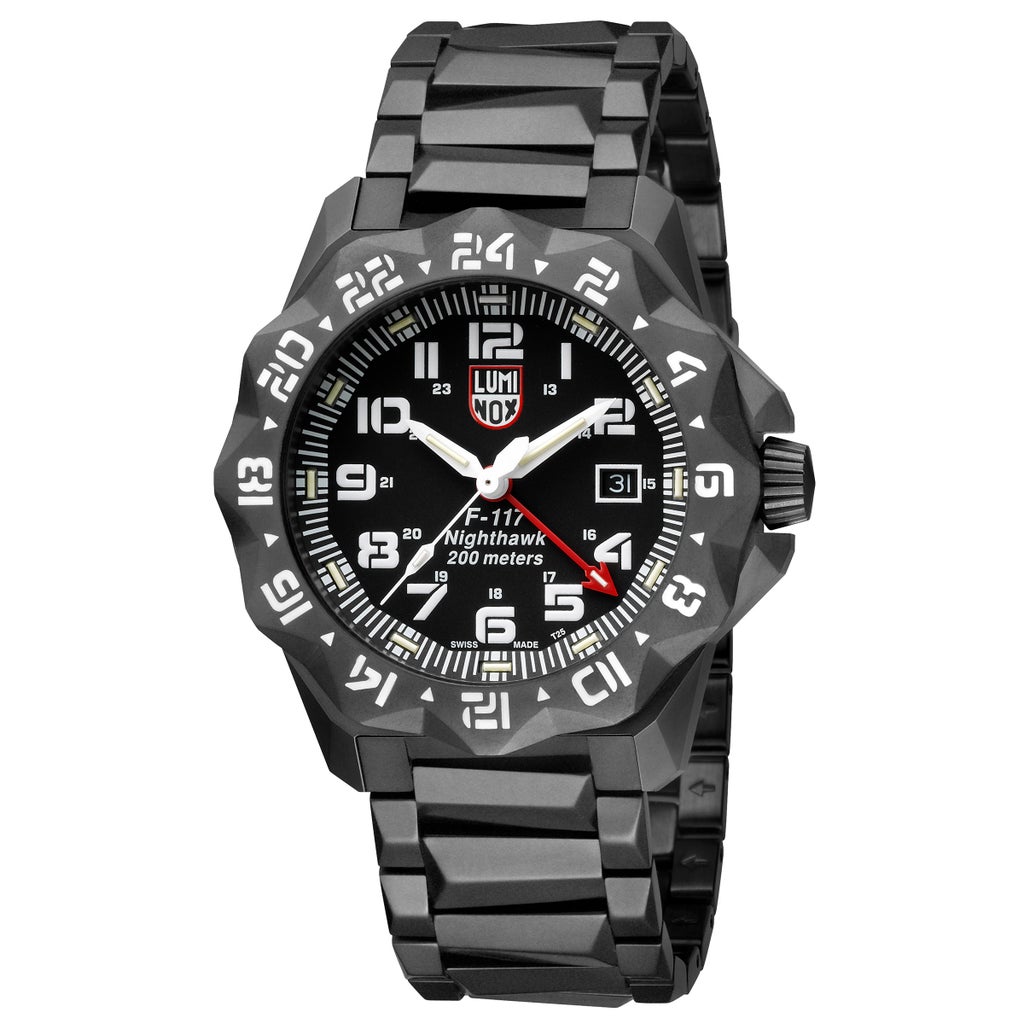 Luminox Nighthawk Black Stainless Steel Men's Quartz Watch, 44mm