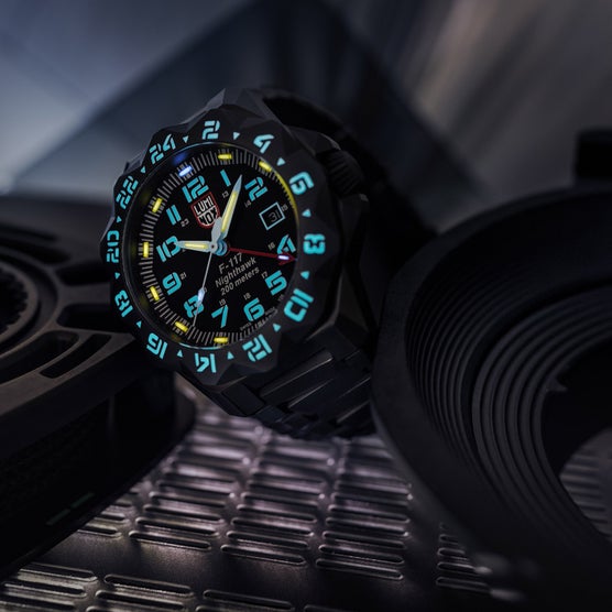 Luminox Nighthawk Black Stainless Steel Men's Quartz Watch, 44mm