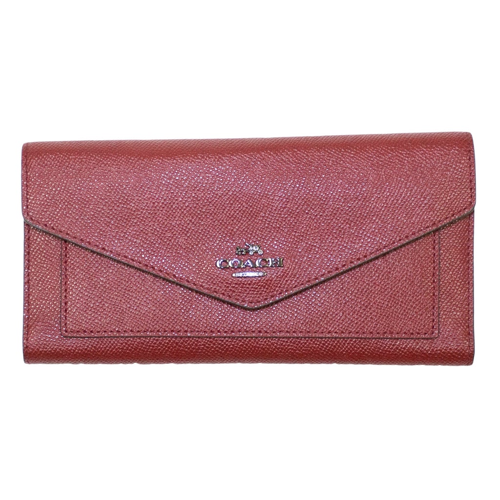 Coach Crossgrain Trifold Wallet, Dark Cherry | Costco