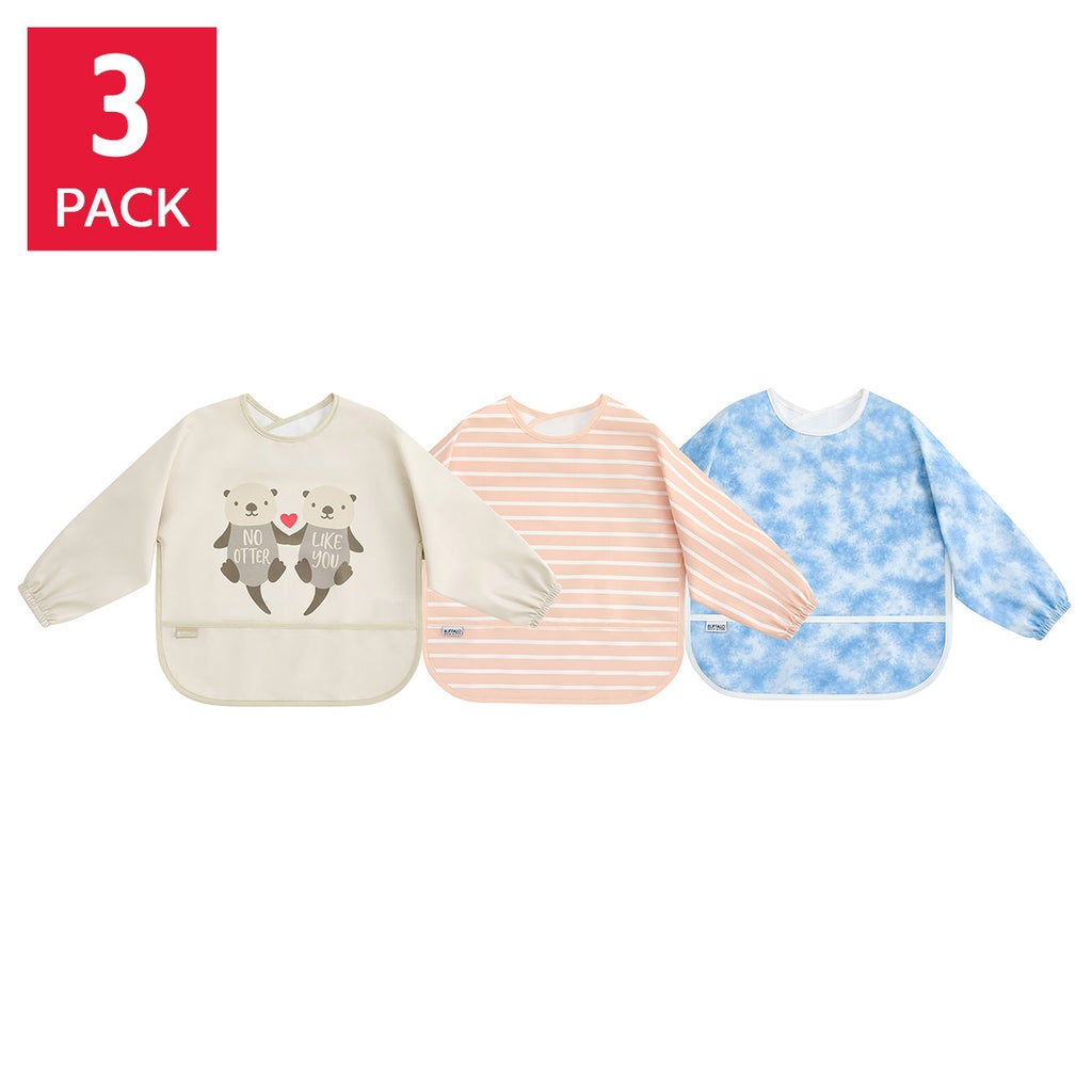 Buffalo Baby Long Sleeved Feeding Bib, 3-Pack | Costco