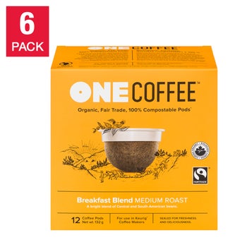 OneCoffee Organic Breakfast Blend Fairtrade Coffee K-Cup Pods, 72-count