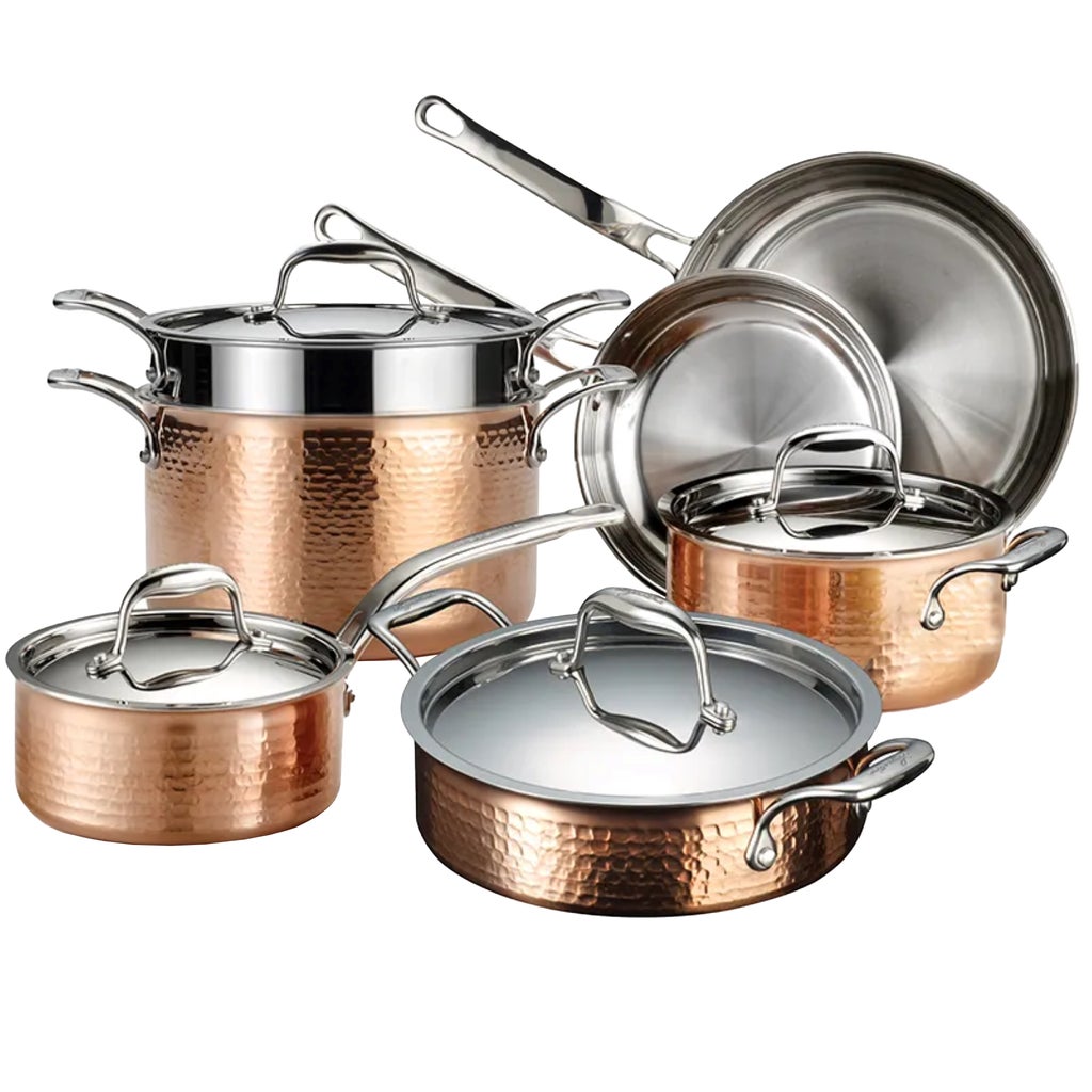 Lagostina Martellata Copper 3-Ply Cookware Set, 11-pieces | Costco