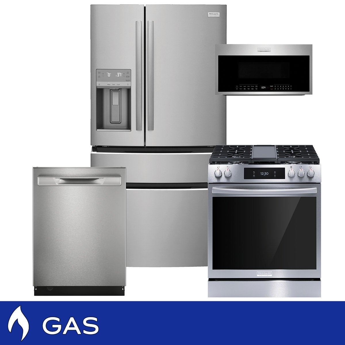 Frigidaire Gallery 4-piece GAS Kitchen Package with 26.3 cu. ft. 4-door Refrigerator