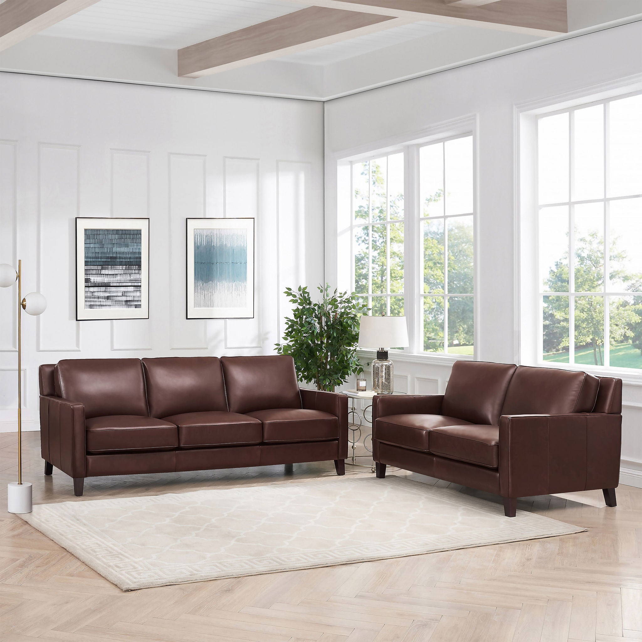 Prospera Home West Park Top-grain Leather Sofa and Loveseat | Costco
