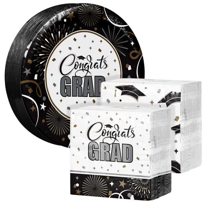 Artstyle Paper Plate & Napkin Bundle, Grad Party Celebration, 200-count ...