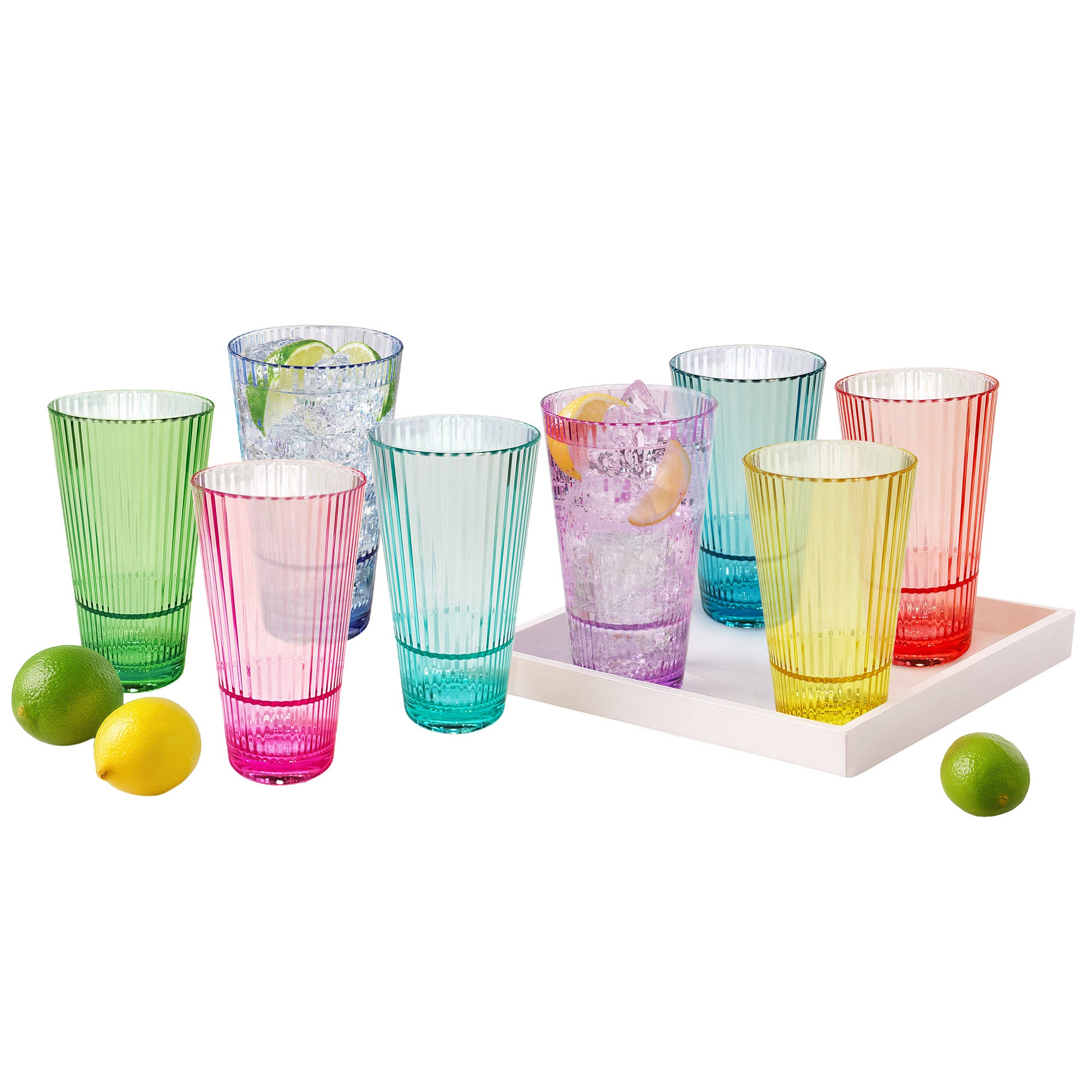 Multi Color Plastic Drinkware Set, 8-piece