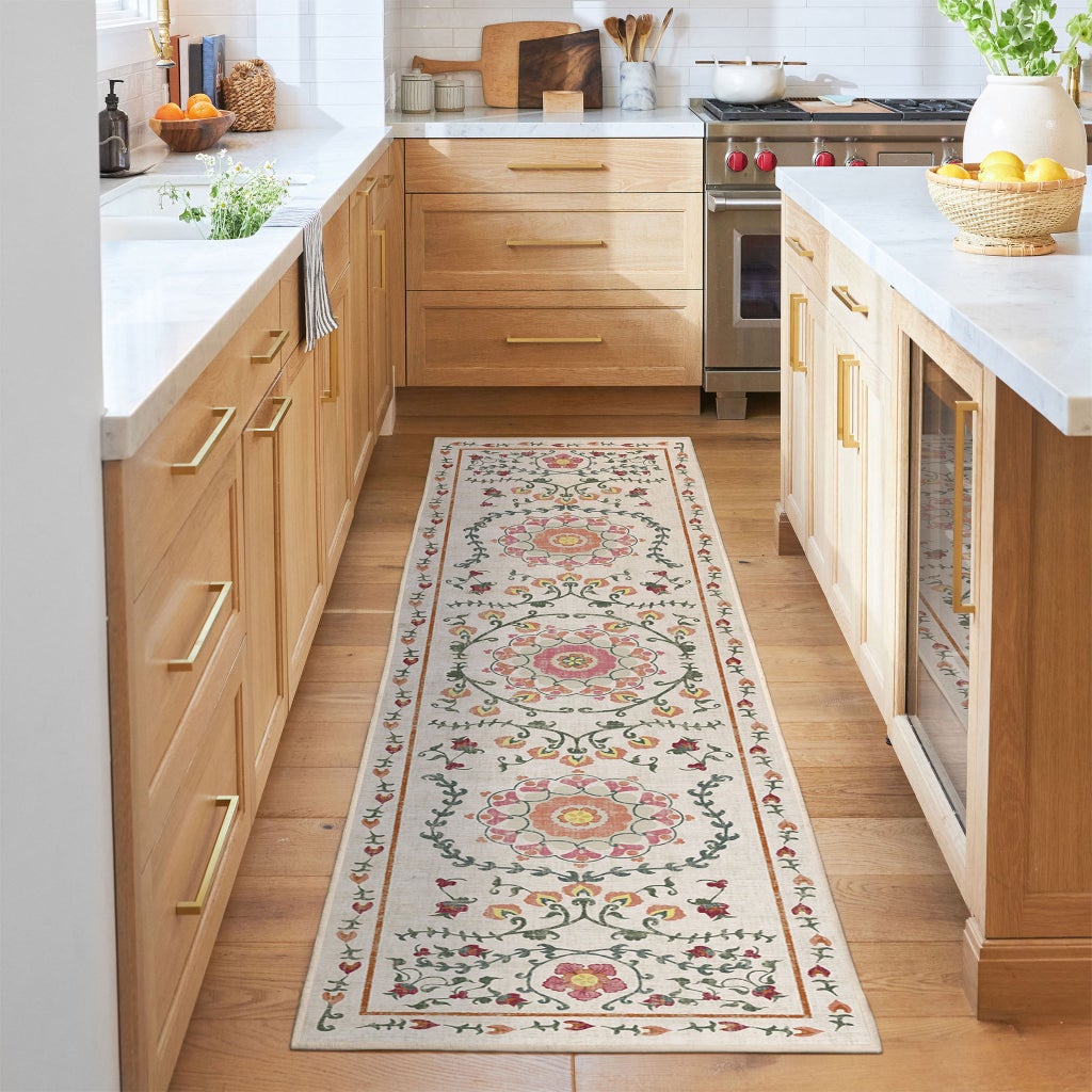 Ruggable Flatwoven Washable Suzani Runner Rug, 2' 6
