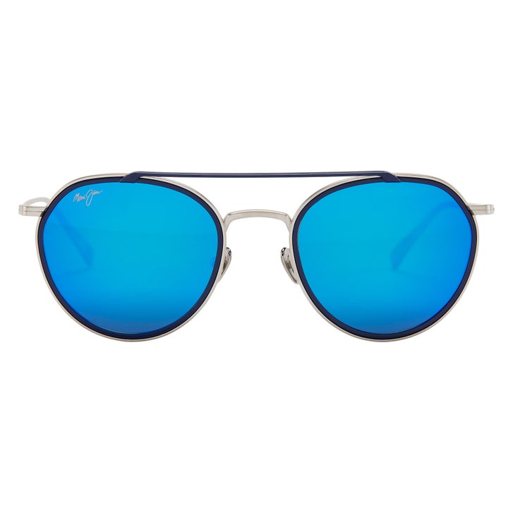 Maui Jim Bowline B557-17M Silver Matte with Dark Navy Rim
