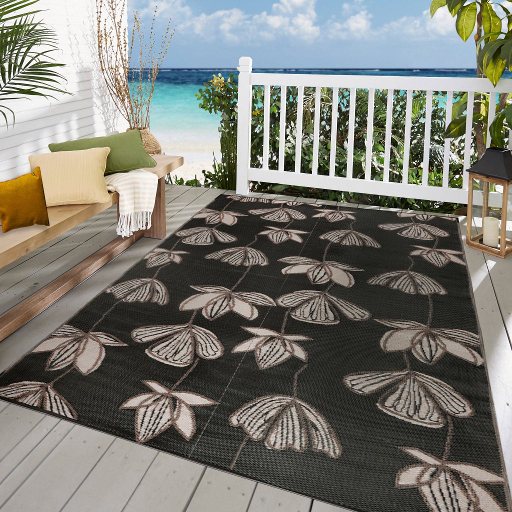 Viana Bahamas Collection Midnight Lotus Indoor/Outdoor Reversible