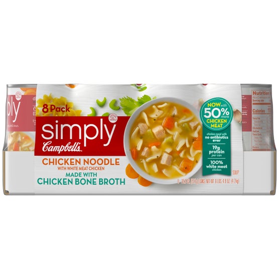 Campbell's, Simply Chicken Noodle Soup, 18.6 oz, 8-Count | Costco