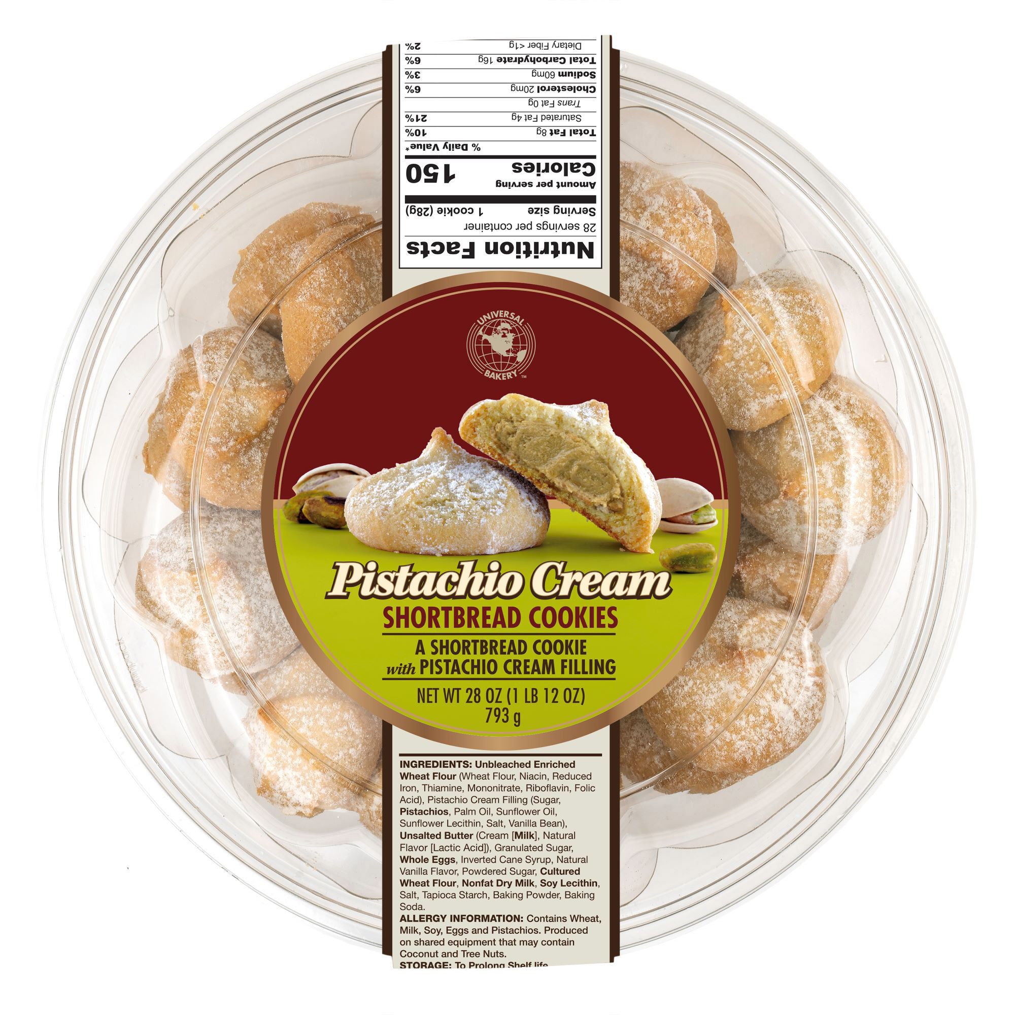 UNIVERSAL BAKERY PISTACHIO CREAM COOKIE 28 OUNCES