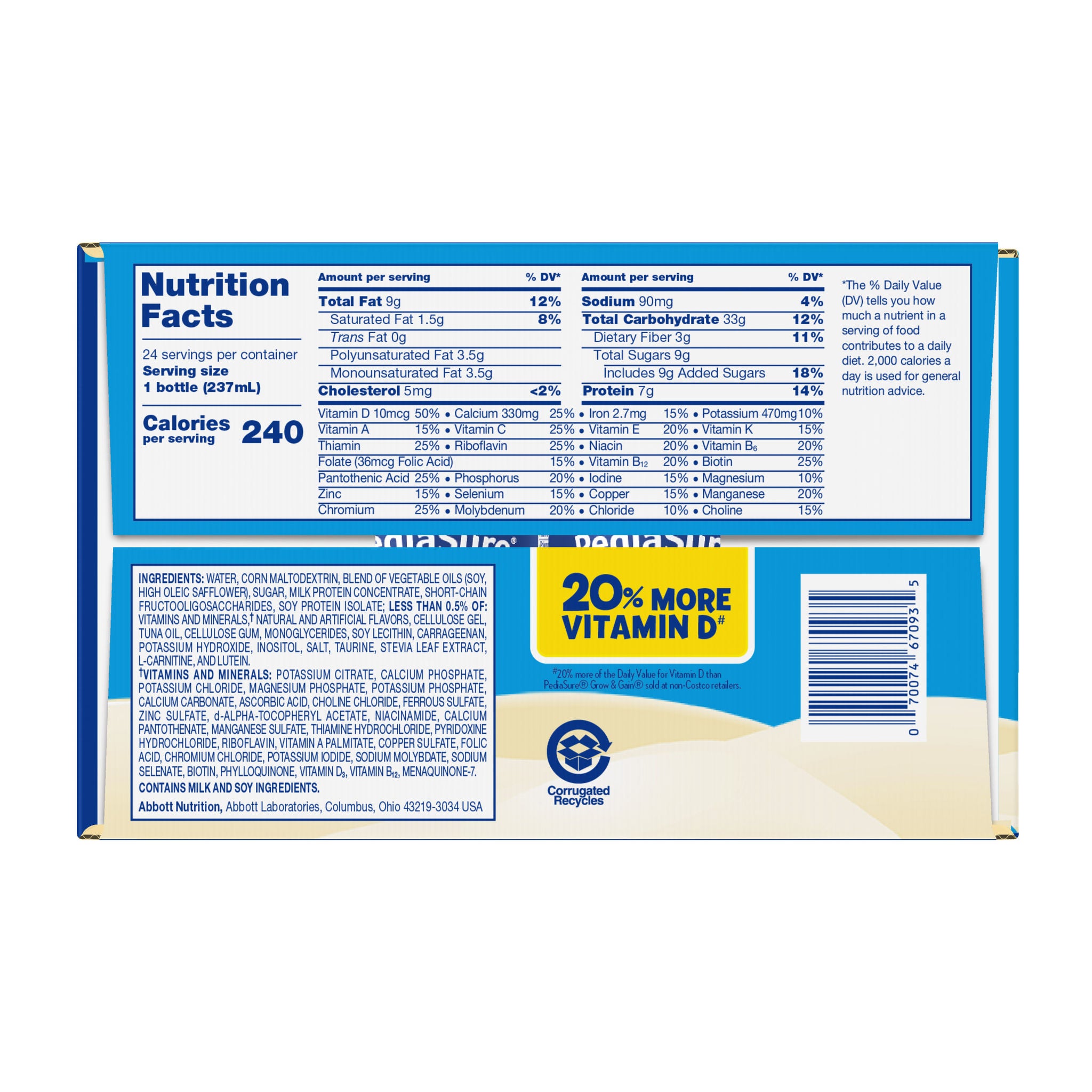 PediaSure with OptiGRO Plus Kids Shake, 8 fl oz, 24-count | Costco