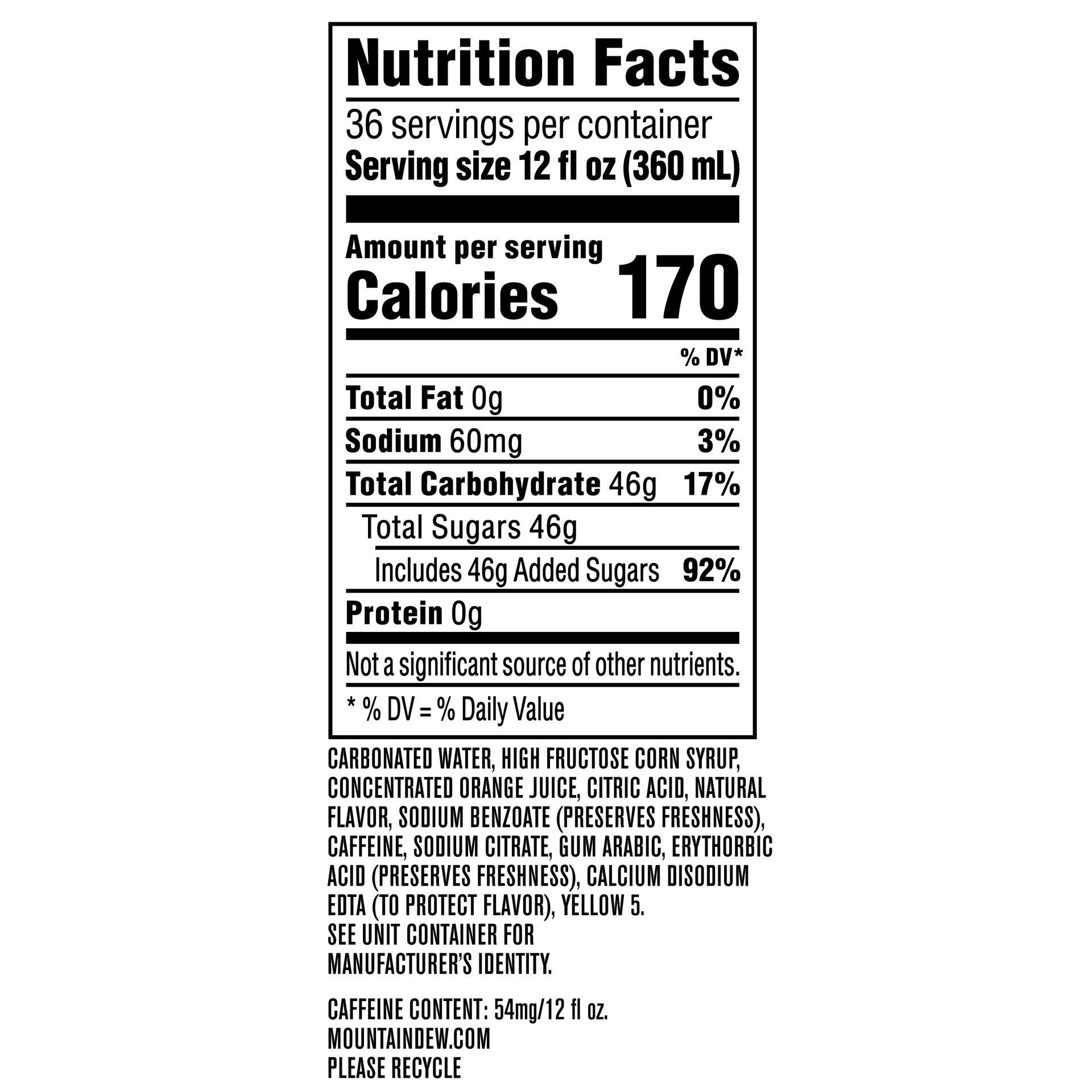 MOUNTAIN DEW 36/12 OUNCE CANS