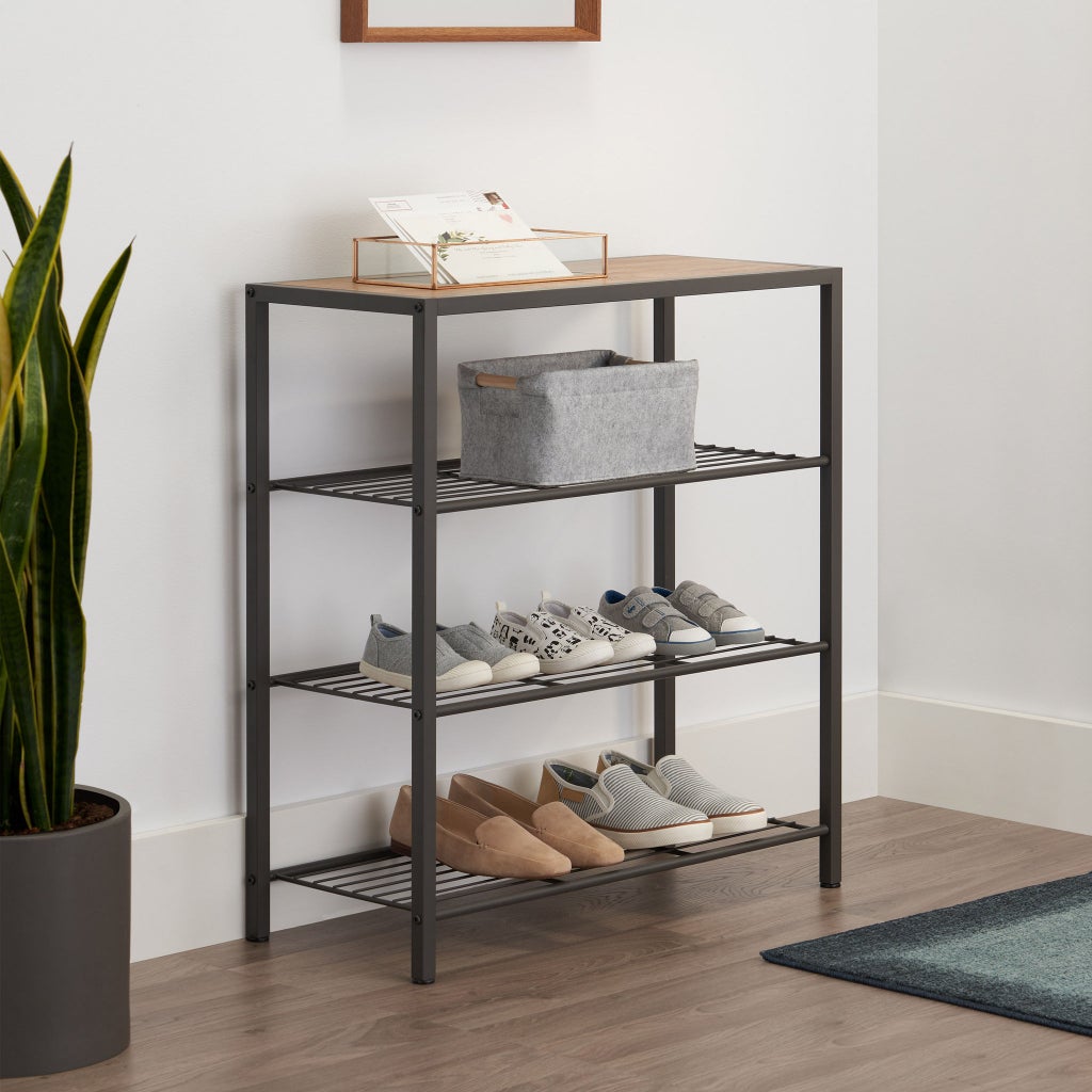 TRINITY 4-tier Shoe Rack with Console Top, Dark Gray | Costco