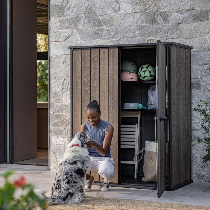 Keter Walnut Vertical Storage Shed - 55 Keter Walnut Vertical Storage Shed - 55