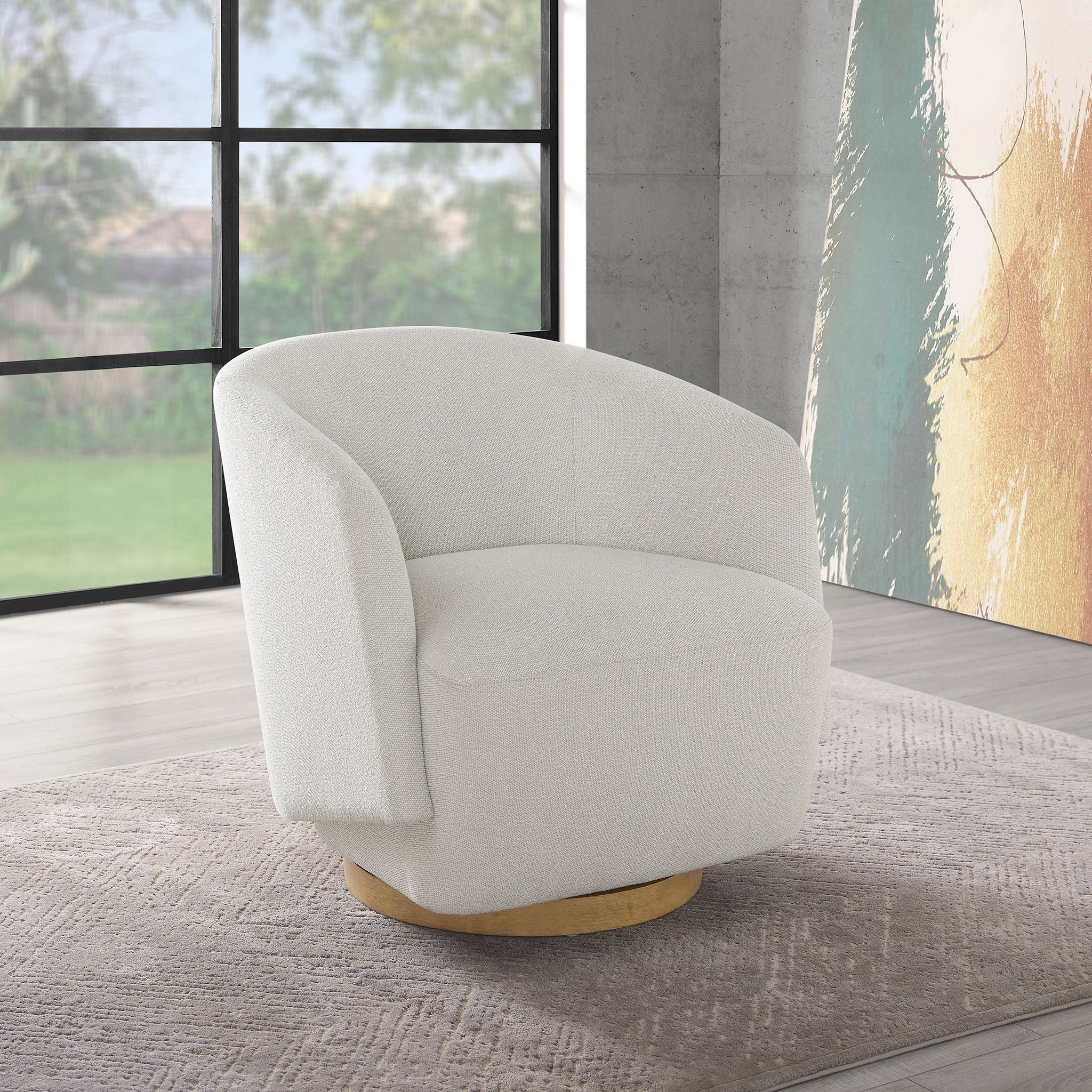 Henredon Murphy Swivel Boucle Chair, Cream | Costco