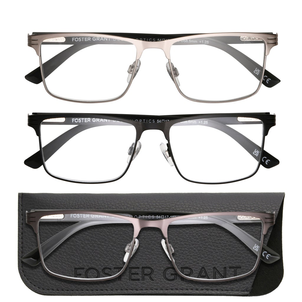 Design Optics by Foster Grant #668 Metal Square Reading Glasses, 3
