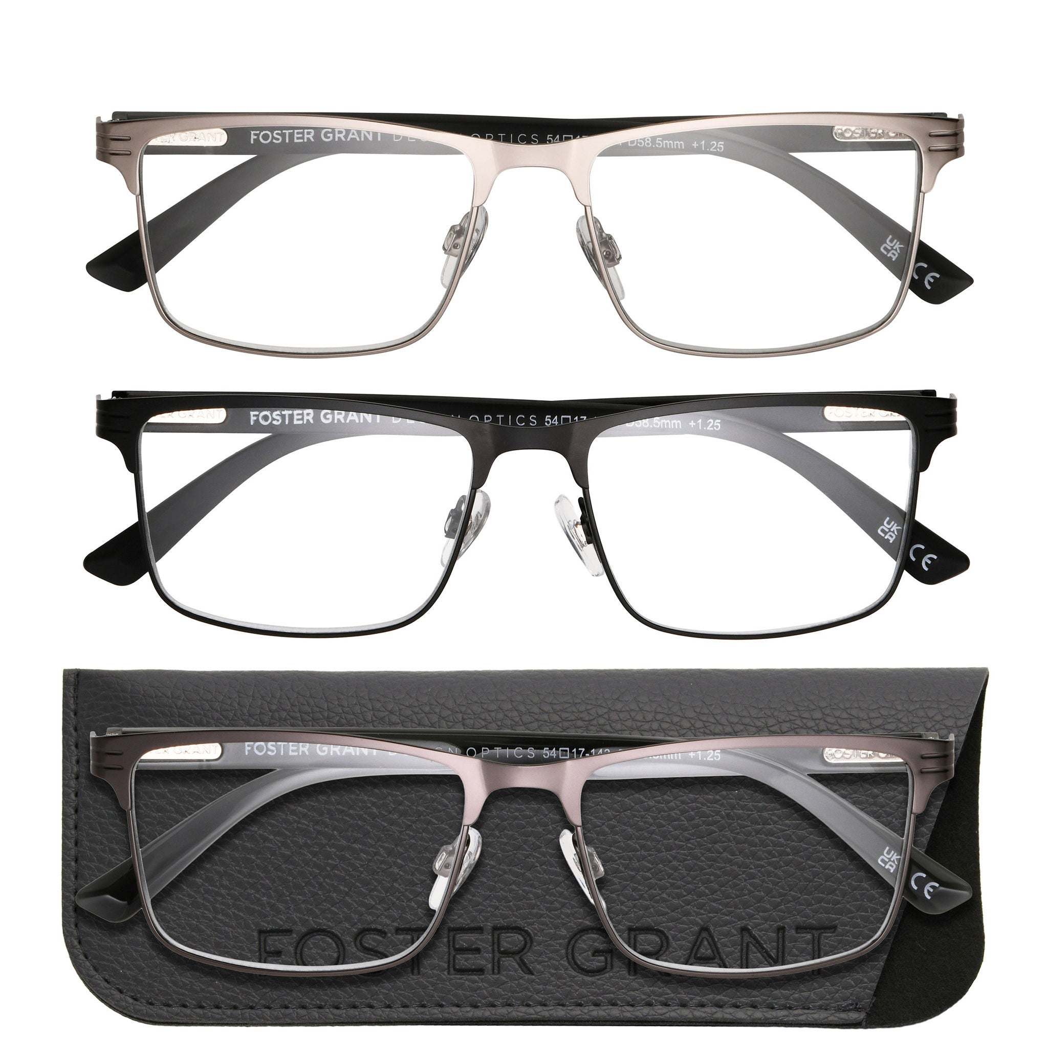 Design Optics by Foster Grant #668 Metal Square Reading Glasses, 3