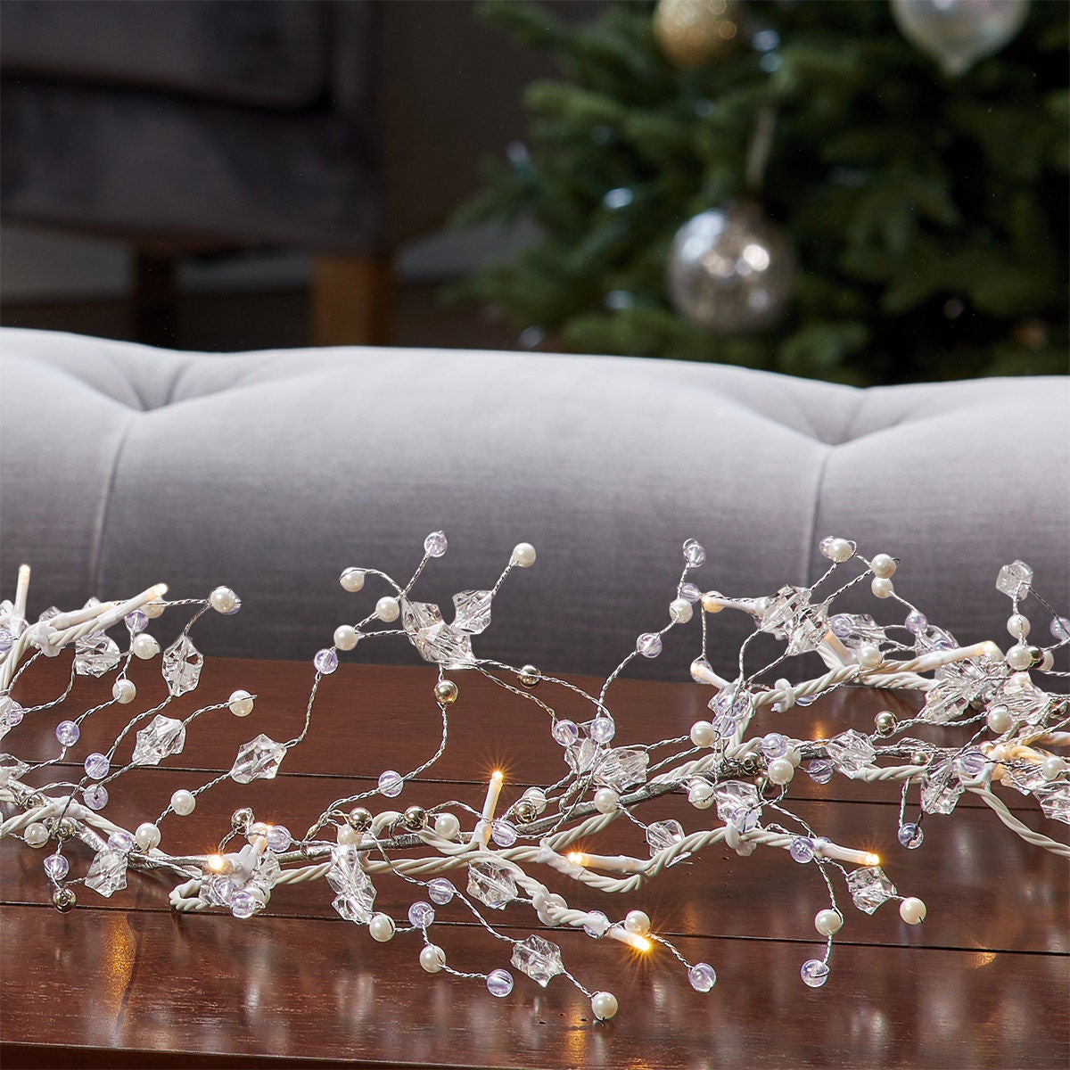 9' GEM GARLAND WITH LED LIGHTS