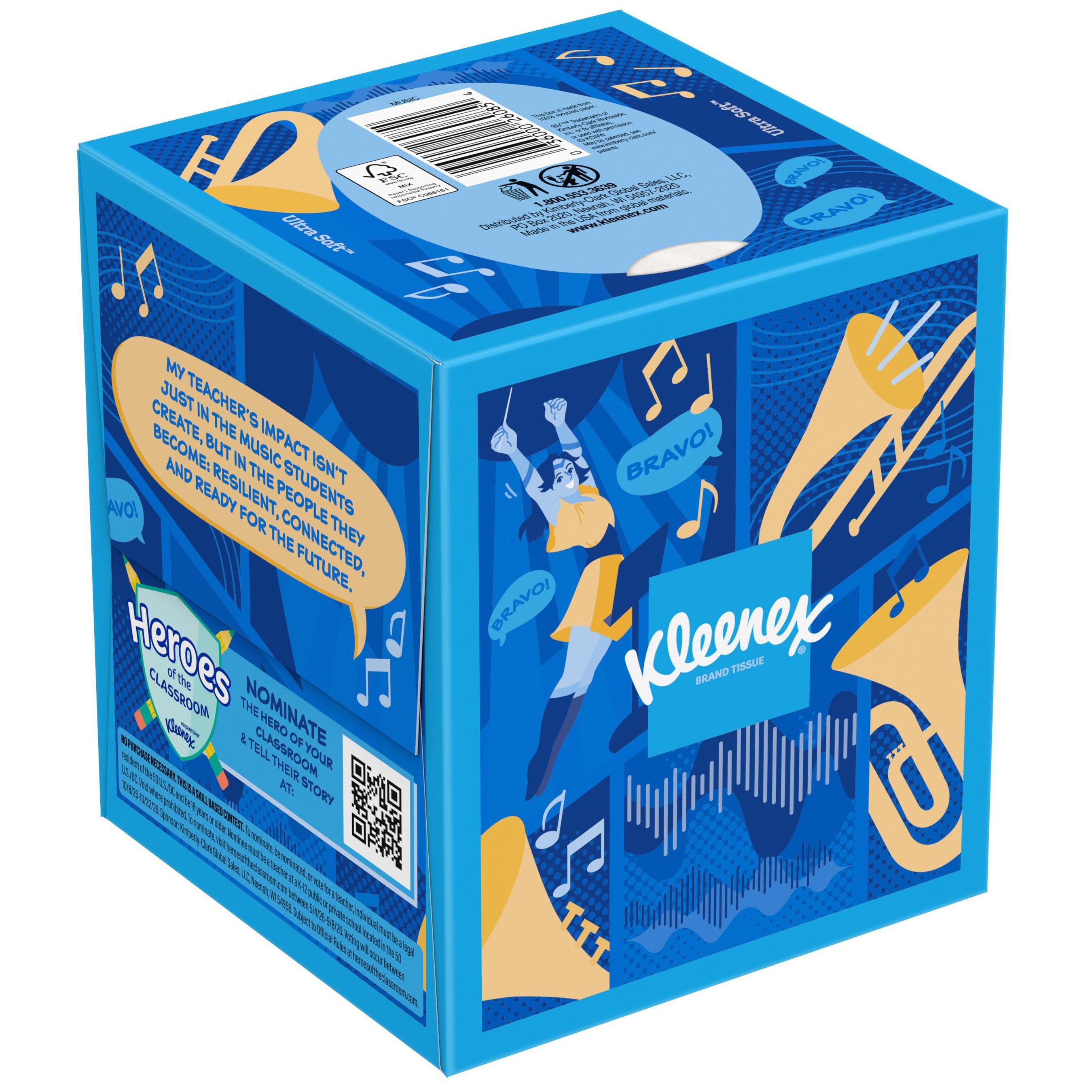 Kleenex Ultra Soft Facial Tissue, 3-Ply, Cube Box, 85 Tissues, 12