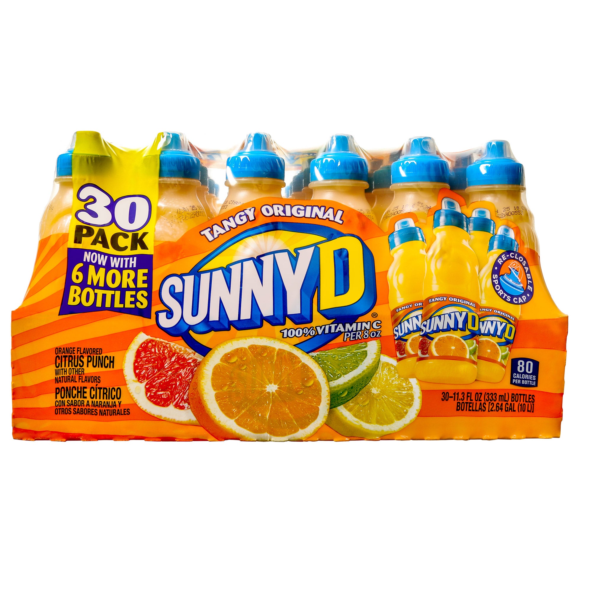 Sunny D Citrus Punch, Tangy Original, 11.3 fl oz, 30-Count | Costco