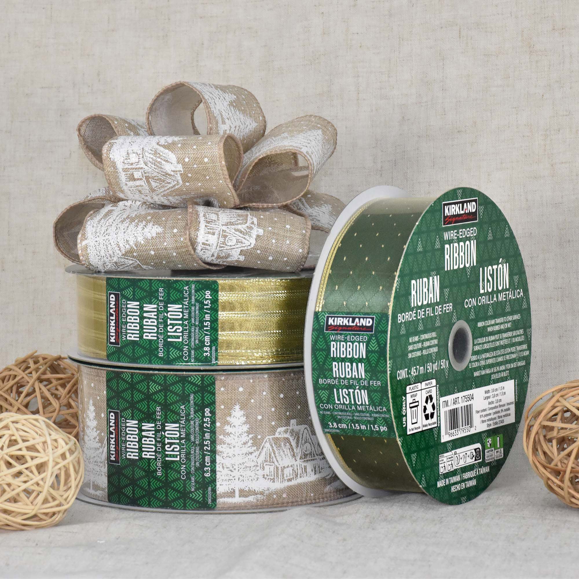୨୧⑅*Kurokuページ୨୧⑅* Kirkland Signature Wire-Edge Holiday Ribbon, 50 yards | Costco