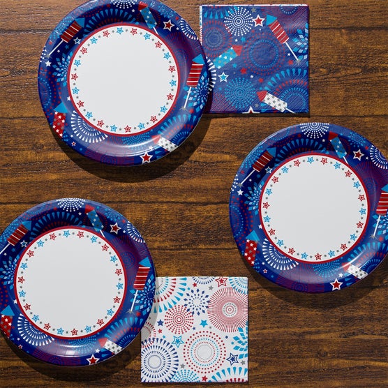 Artstyle Paper Plate & Napkin Bundle, Firecracker Fun, 200-count | Costco