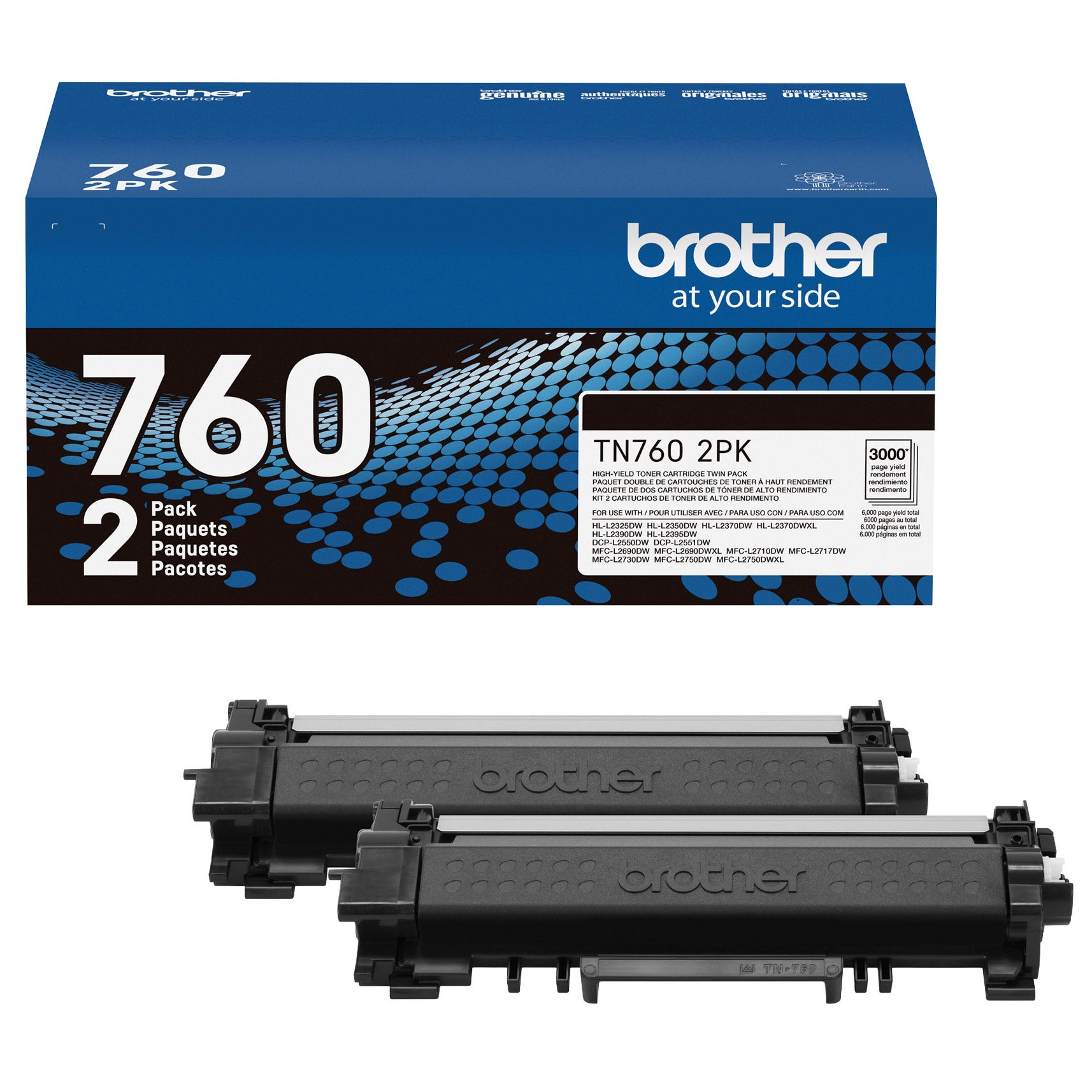 Brother TN760 High-Yield Toner Cartridge, Black, 2-pack | Costco