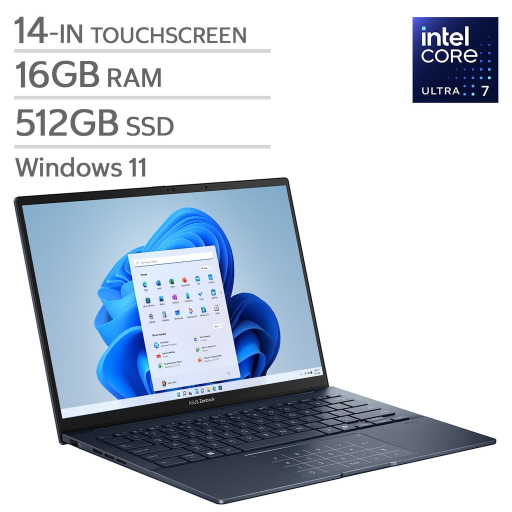 Windowsノート本体 ASUS Zenbook Ryzen7 SSD512GB 16GB ASUS Zenbook 14 OLED 14-in Touchscreen Laptop, Intel Core Ultra 7