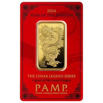 1 oz Gold Bar PAMP Lunar Legends Azure Dragon (New in Assay) | Costco