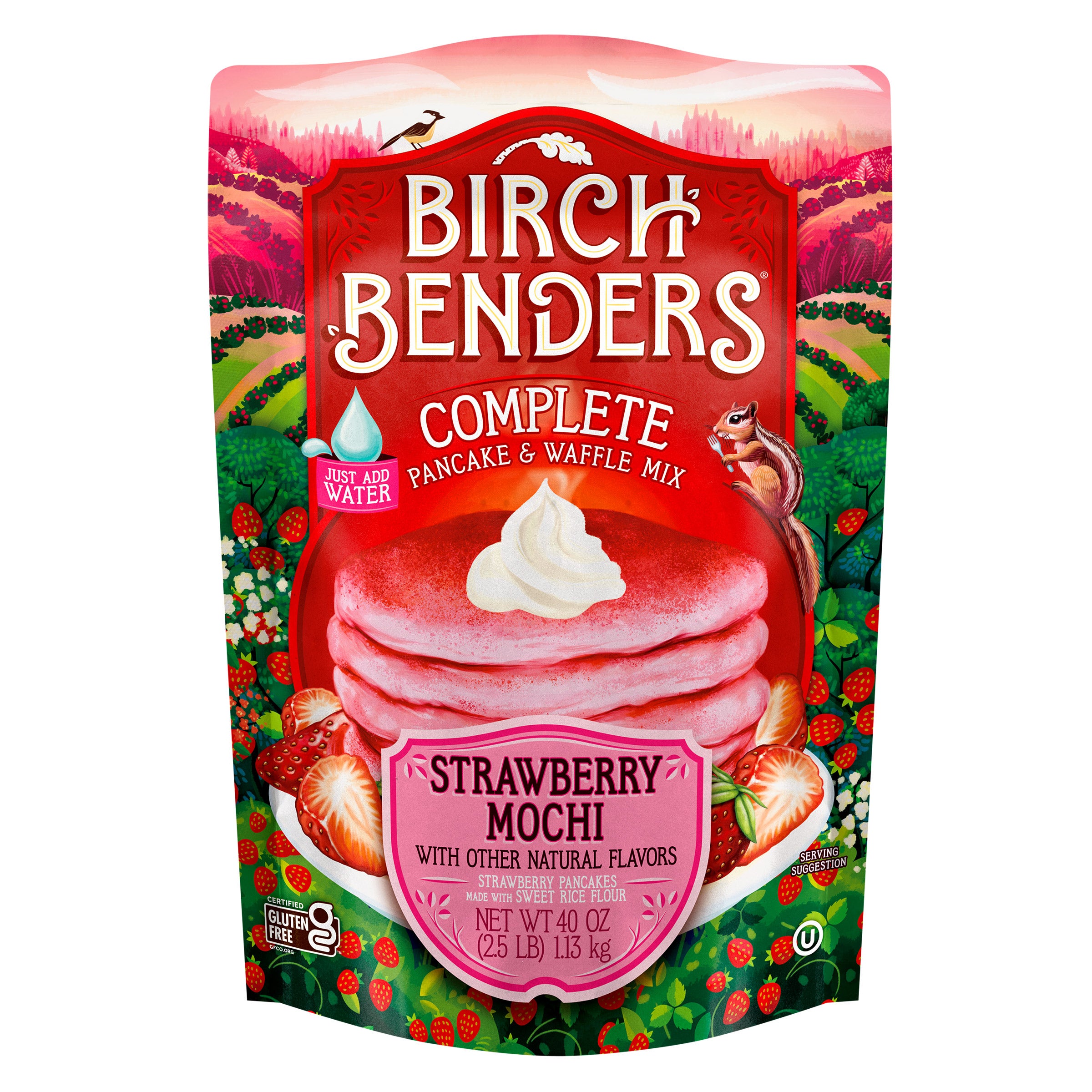 BIRCH BENDERS STRAWBERRY MOCHI PANCAKE & WAFFLE MIX