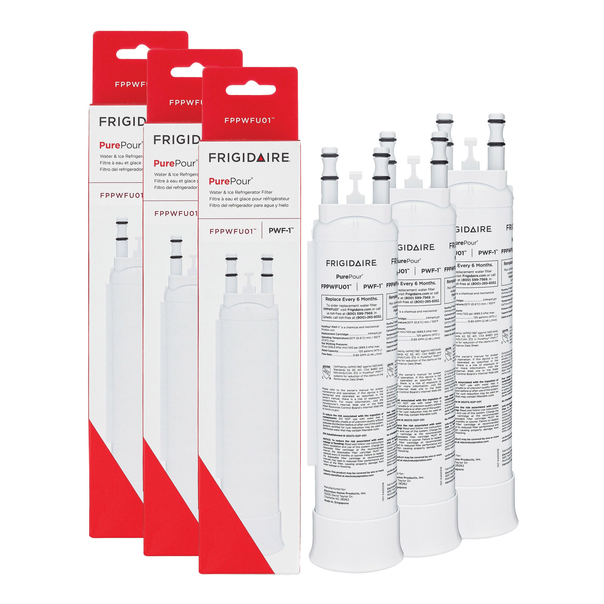 Frigidaire PurePour Water and Ice Refrigerator Filter PWF-1 - Set of 3