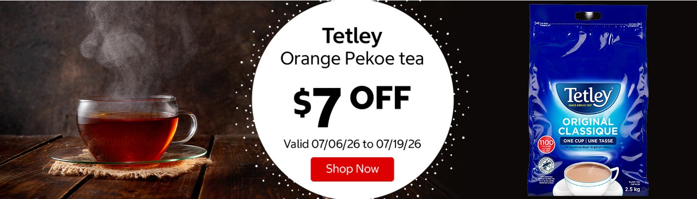 Tetley Orange Pekoe tea $7 OFF Valid 07/06/26 to 07/19/26 Shop Now 