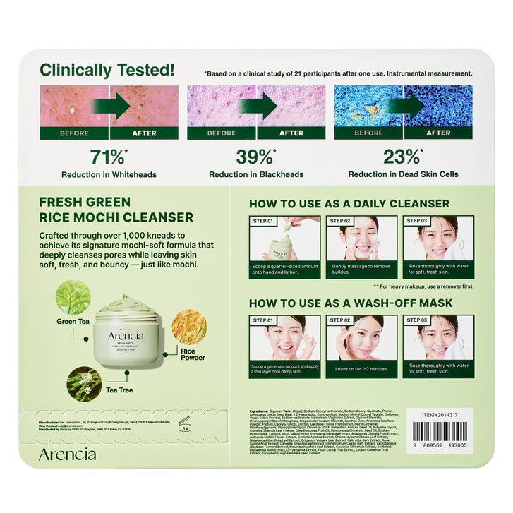 Arencia Fresh Green Rice Mochi Cleanser 4.23 fl oz, 2-pack | Costco