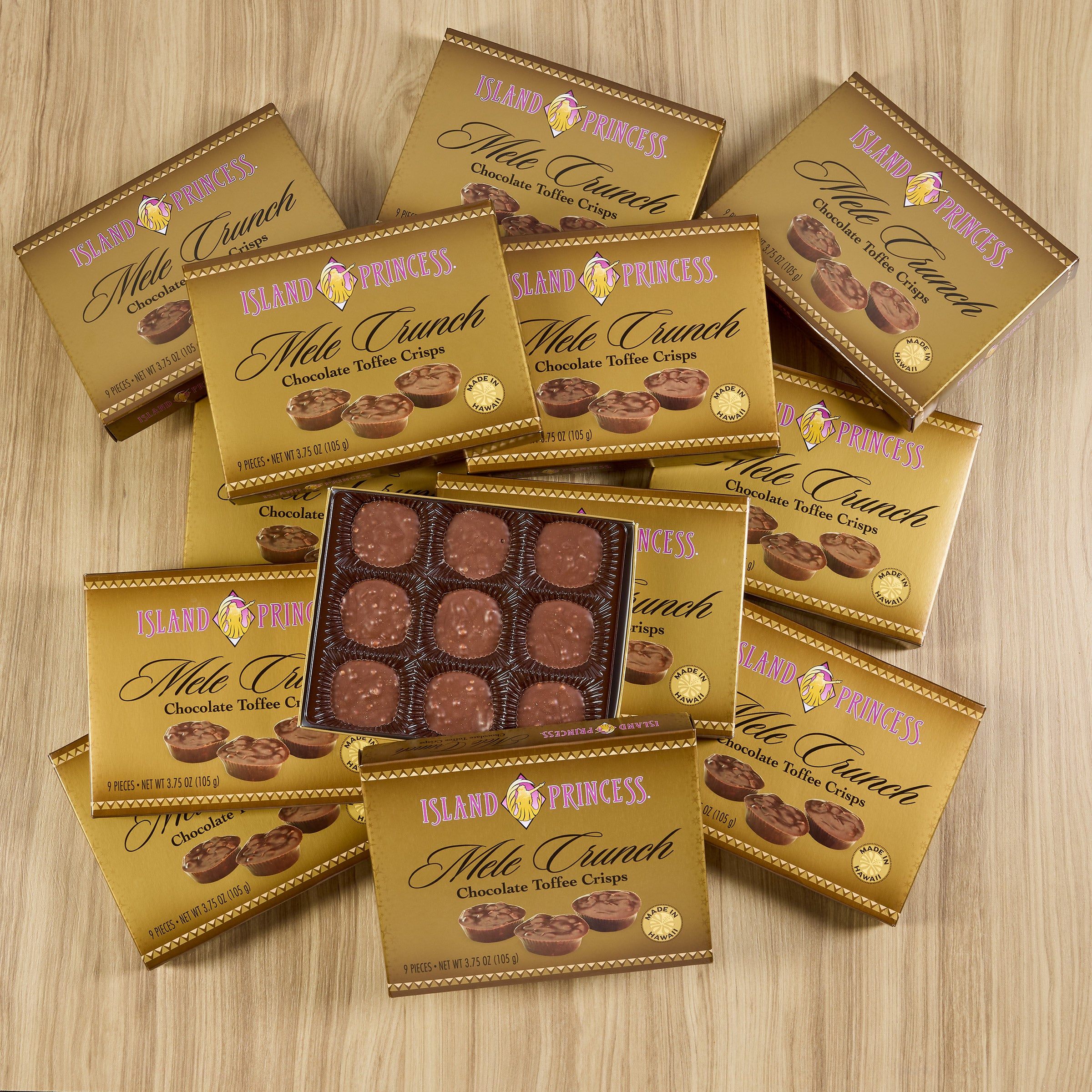 Island Princess Mele Crunch Chocolate Toffee Crisps, 12-pack, 45