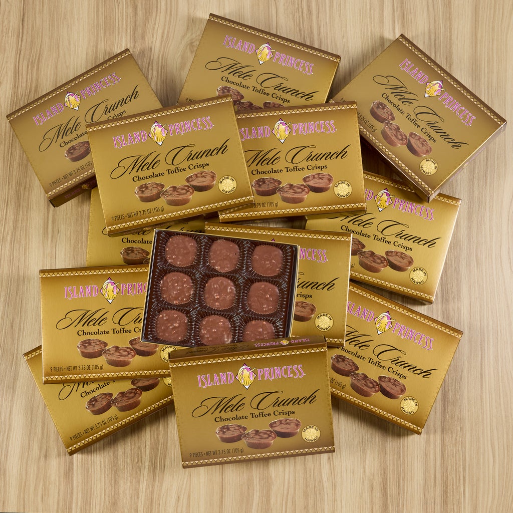 Island Princess Mele Crunch Chocolate Toffee Crisps, 12-pack, 45