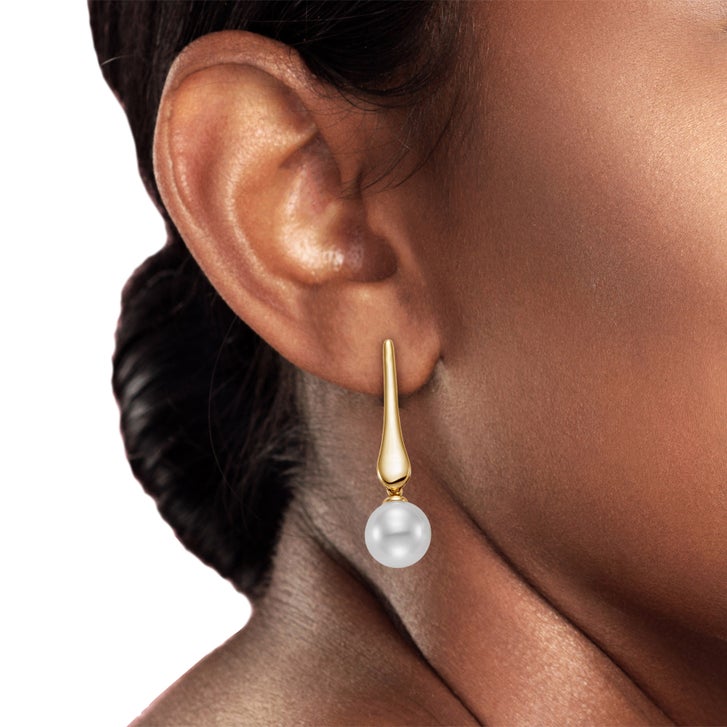 Freshwater Cultured 8-8.5mm Pearl 14kt Yellow Gold Earrings | Costco