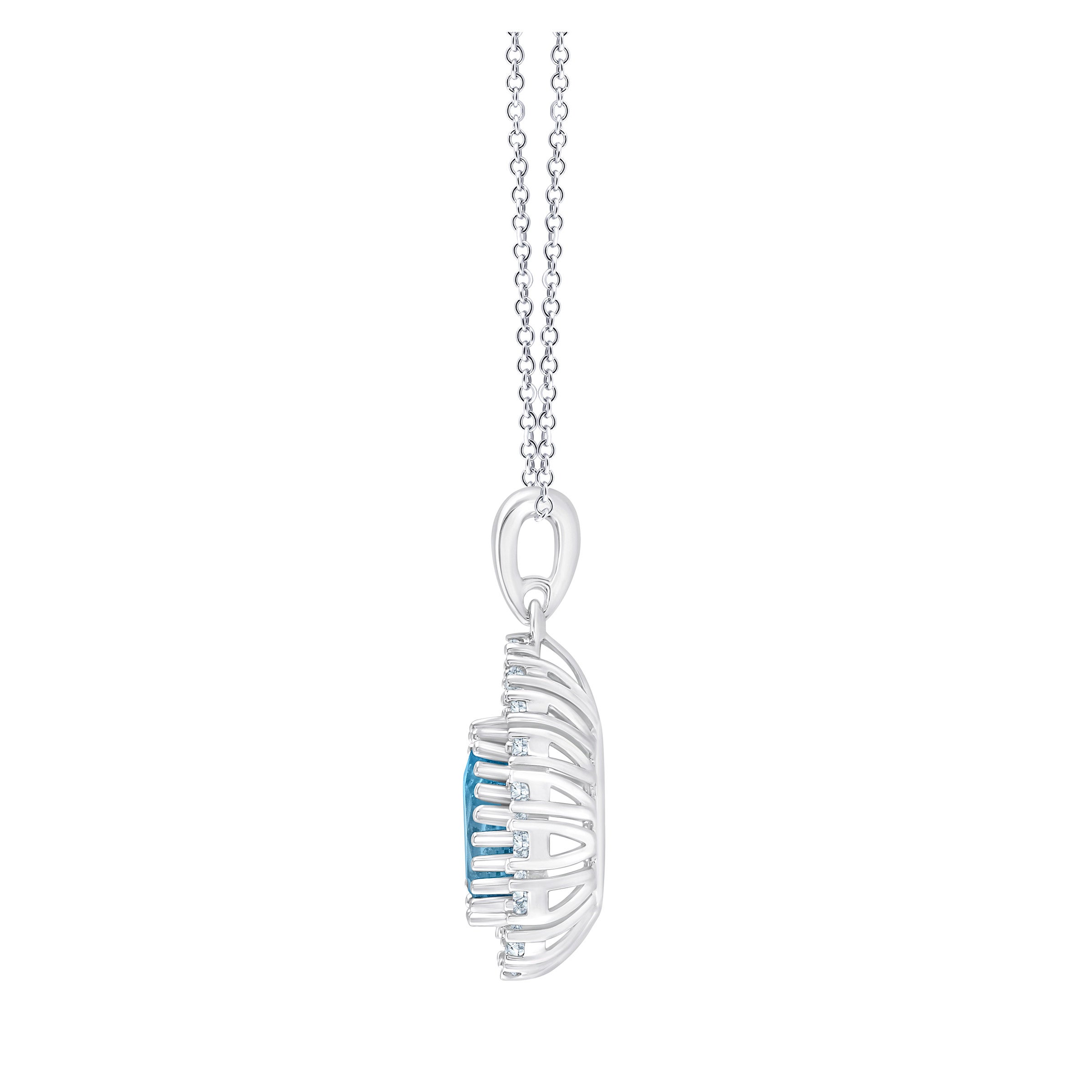 Pear Shaped Swiss Blue Topaz and Diamond Pendant (0.32 ctw) | Costco