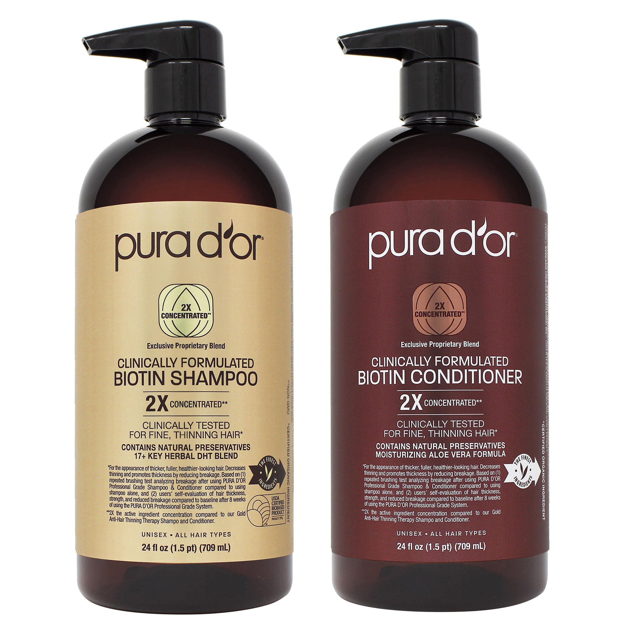 Pura d'or Clinically Formulated Biotin Shampoo & Conditioner Set