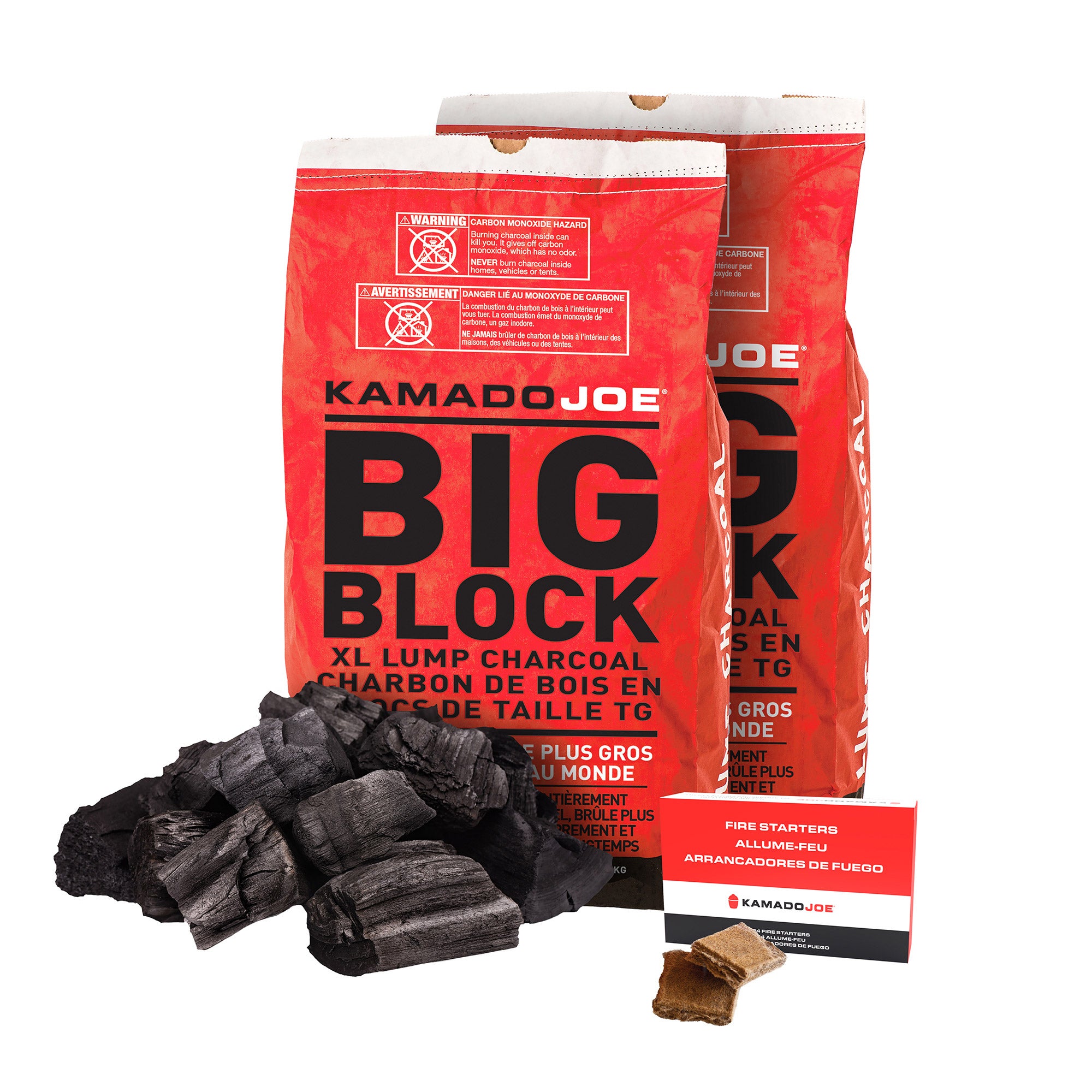 Kamado Joe Big Block XL Lump Charcoal & Firestarter Bundle, 40 lbs