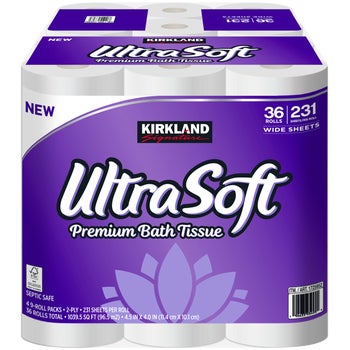 Kirkland Signature UltraSoft Premium Bath Tissue, 2-Ply, 4.5" x 4.0", 231 Sheets, 36 ct