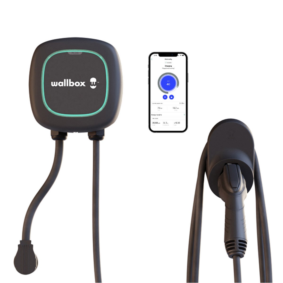 Wallbox Pulsar Plus Lv 2 EV Smart Charger - 40 Amp NEMA, 25’ Cable