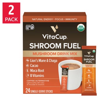 Shroom Fuel Mushroom Based Coffee Alternative Packets, 2-pack, Total 48 Counts