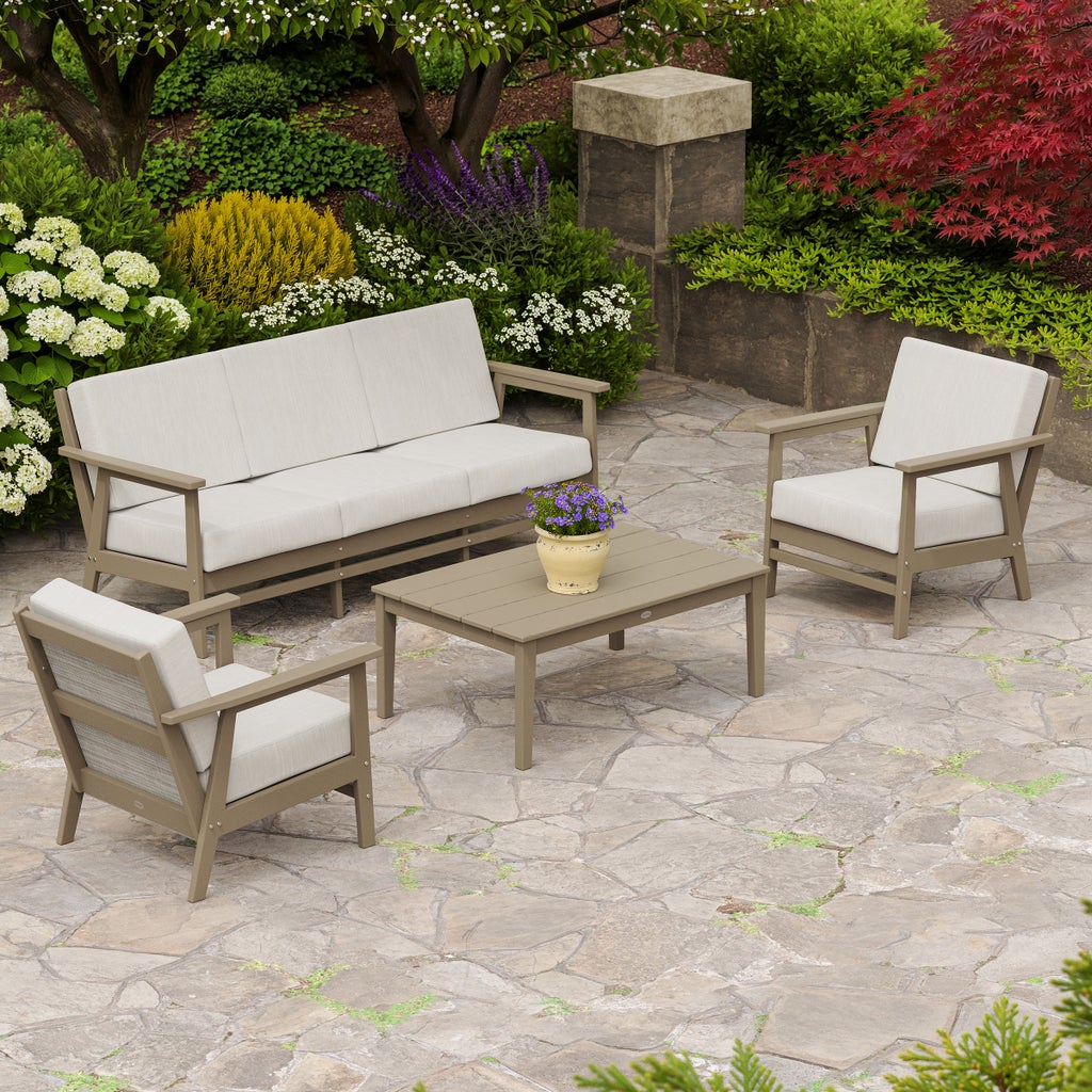 POLYWOOD Camden 4-piece Sling Outdoor Patio Deep Seating Set | Costco