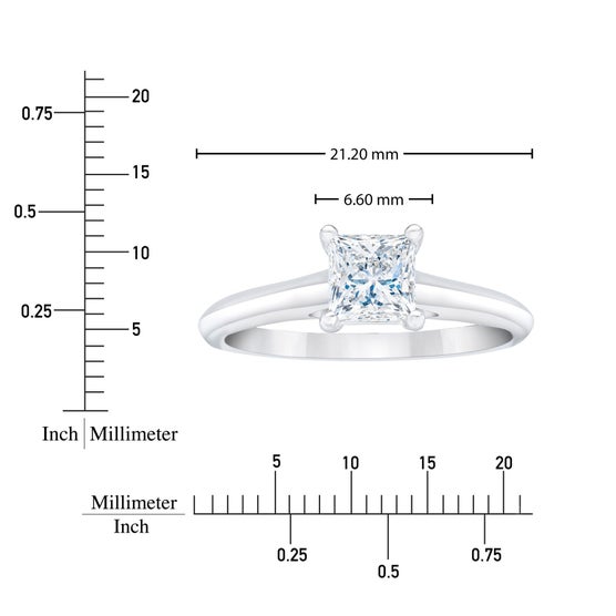 Princess Cut 1.00 ct VS1 Clarity, G Color Diamond Platinum Solitaire ...